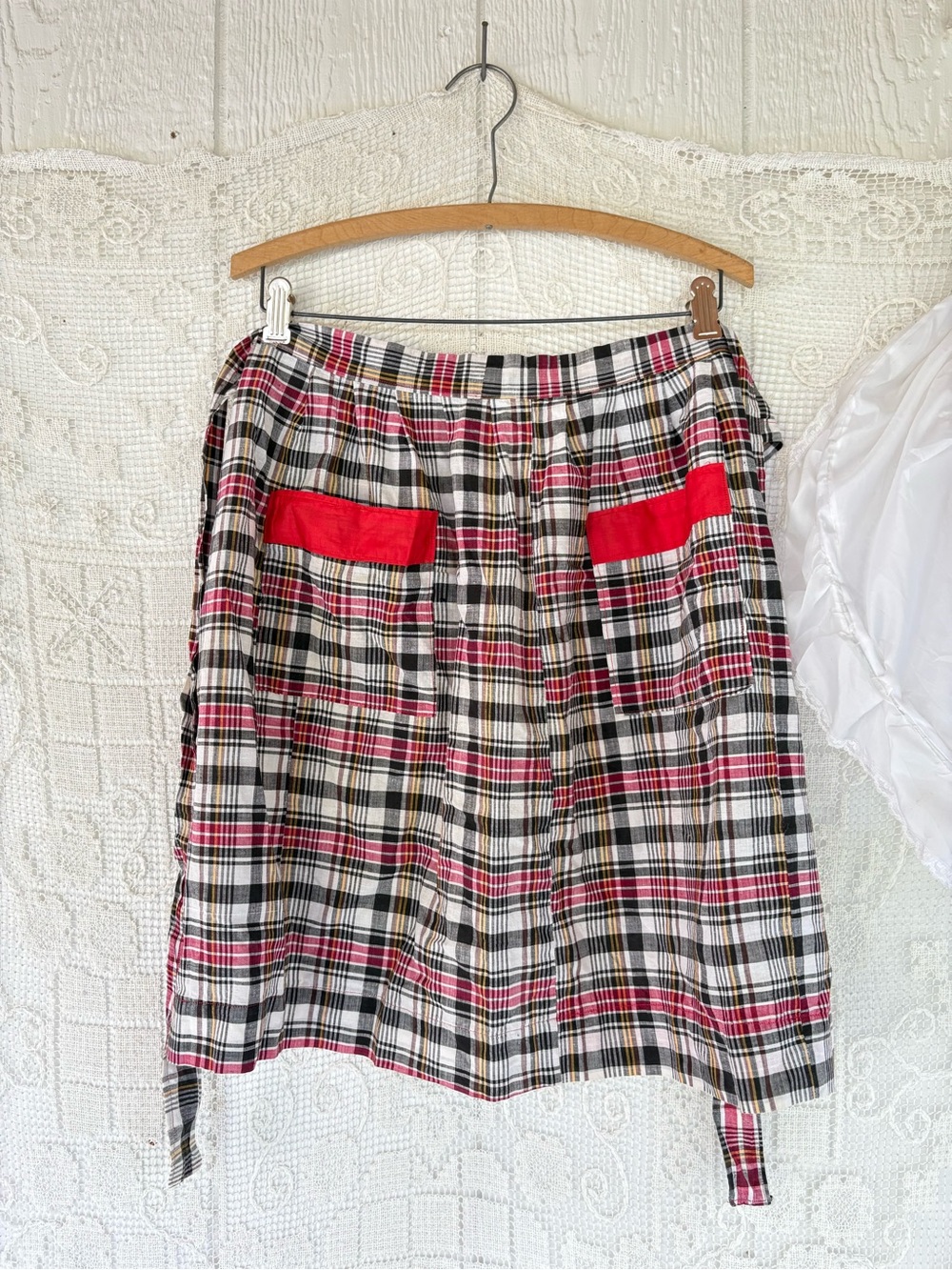 Vintage Handmade Apron Red plaid